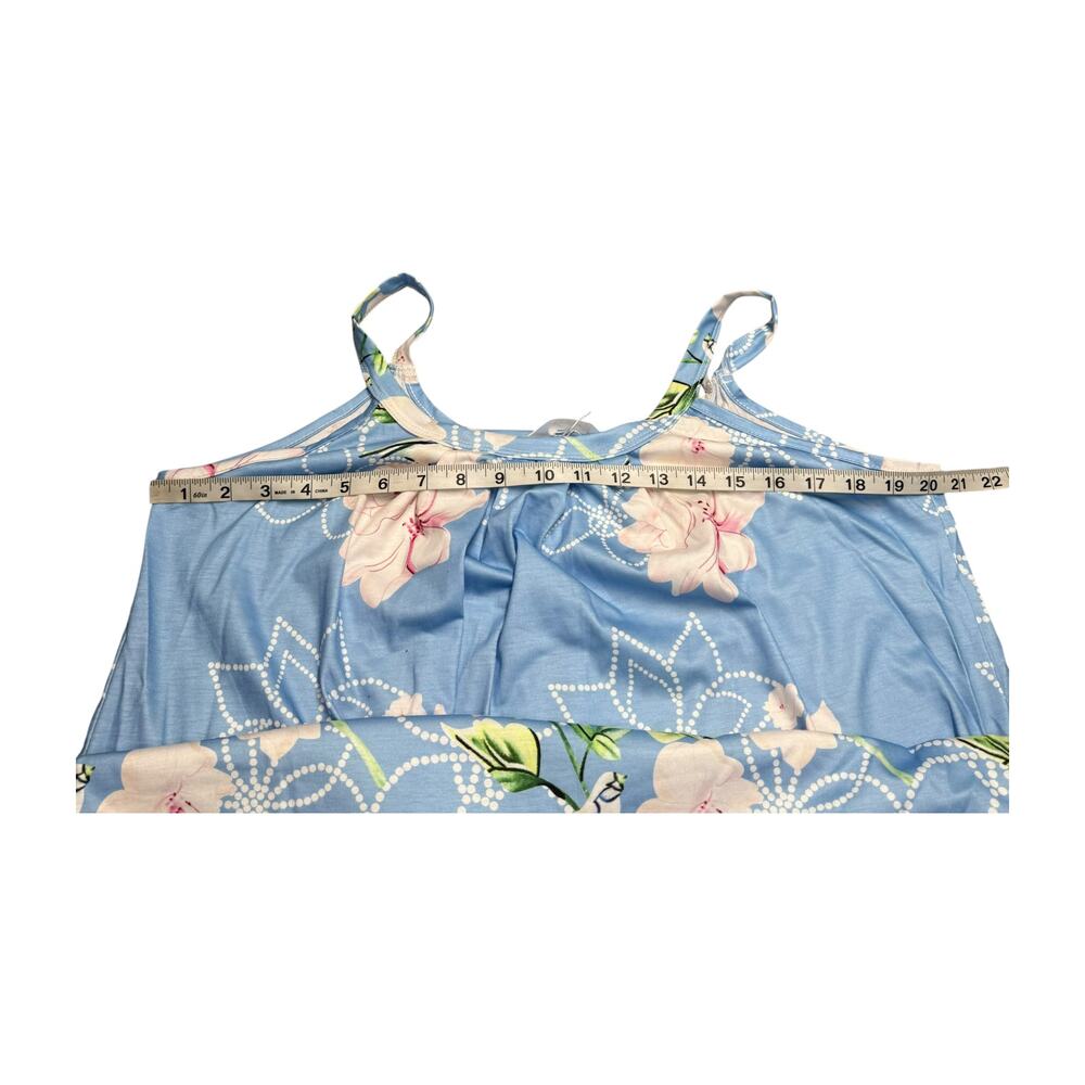 Aviier Blue Floral Swing Dress Spaghetti Strap Size L NWT - Picture 4 of 6